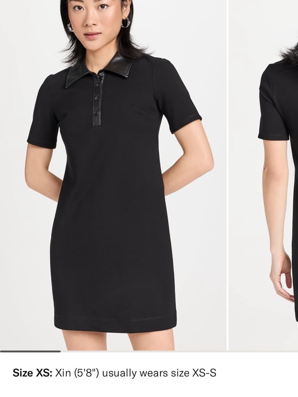 STAUD Black Mini Polo Dress with Contrast Collar NWT